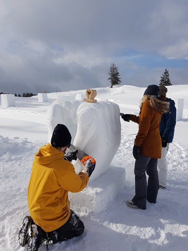 Schneeskulpturenbau in der Studienwoche. /PÄDAGOGISCHE HOCHSCHULE GRAUBÜNDEN 