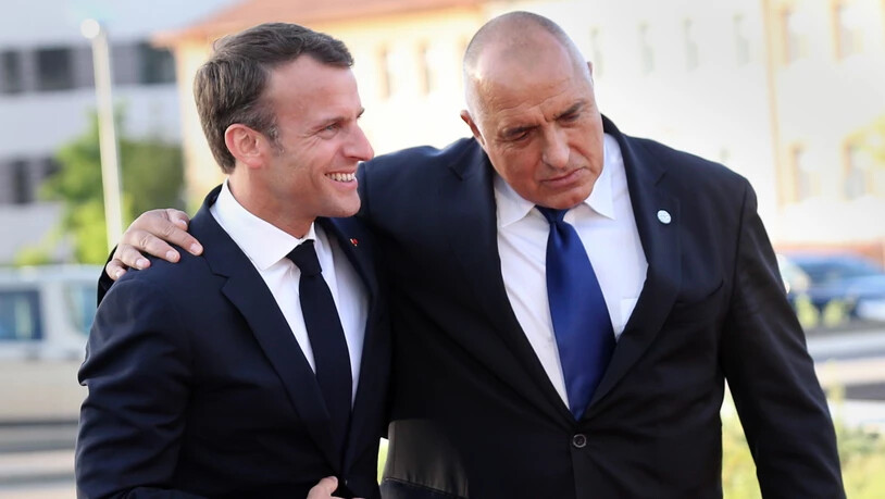 Frankreichs Präsident Emmanuel Macron (Links) mit Bulgariens Premierminister Boyko Borissov am EU-Gipfel in Sofia.