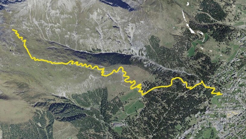 Die Routenführung der neuen Bikestrecke vom Strelapass nach Davos.