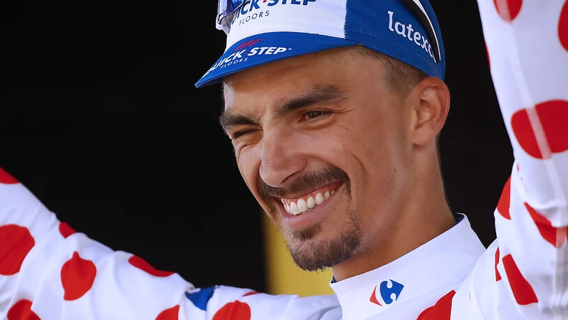 Julian Alaphilippe trägt nicht nur das gepunktete Trikot des besten Bergfahrers, in Bagnères-de-Luchon gewann der Franzose auch seine zweite Etappe im Rahmen der diesjährigen Tour de France