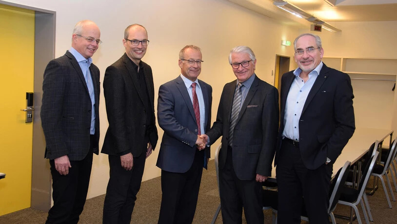 Von links: Thomas Kistler und Marcel Föllmi, Präsident Markus Schwizer, Georg Stäheli und Martin Laupper