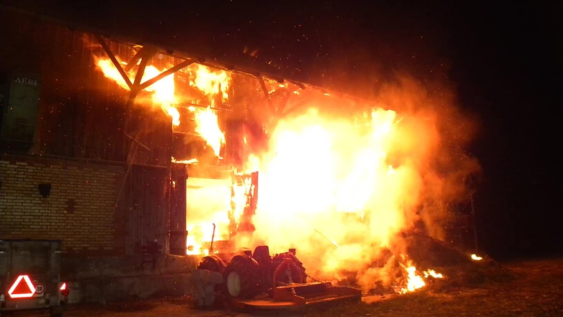 In der Thurgauer Gemeinde Neukirch-Egnach brannte in der Nacht eine Scheune lichterloh.