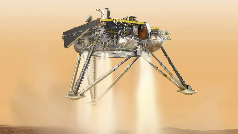 Der Nasa-Roboter "InSight" ist nach einer rund 485 Millionen Kilometer langen Reise
auf dem Mars gelandet. Mit an Bord ist ein Seismometer, an dem ETH-Forschende massgeblich beteiligt sind. (Illustration)