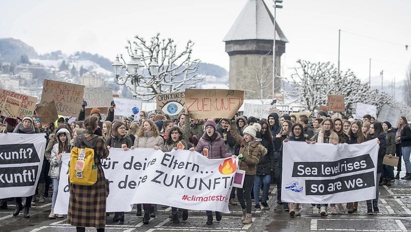 Mehrere hundert Jugendliche gingen in Luzern für das Klima auf die Strasse anstatt in die Schule.