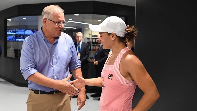 Neuer Liebling der australischen Nation: Premierminister Scott Morrison gratuliert Ashleigh Barty zum Viertelfinal-Einzug am Australian Open