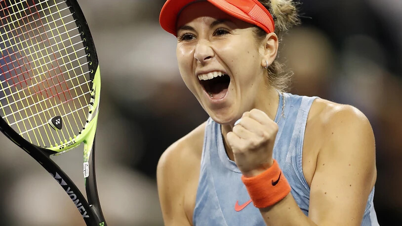 So freut sich Belinda Bencic über den Sieg gegen die Nummer 1 der Welt.