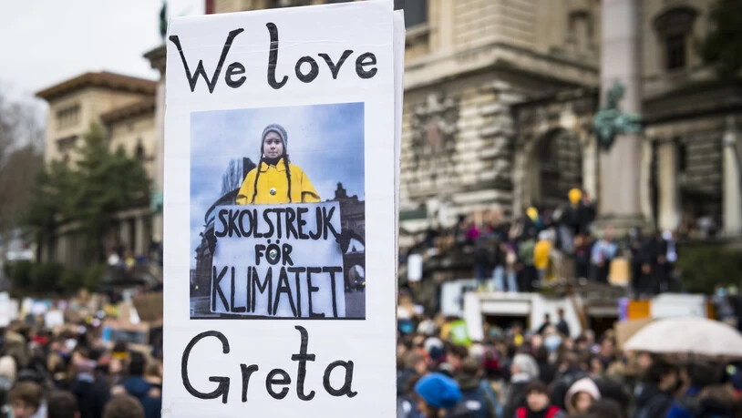 Greta-Thunberg-Plakat in Lausanne.