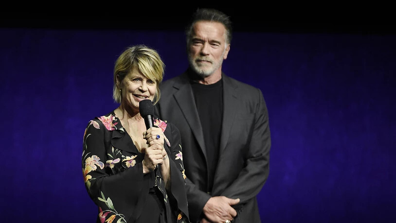 Linda Hamilton und Arnold Schwarzenegger standen für "Terminator: Dark Fate" gemeinsam vor der Kamera. (Photo by Chris Pizzello/Invision/AP)