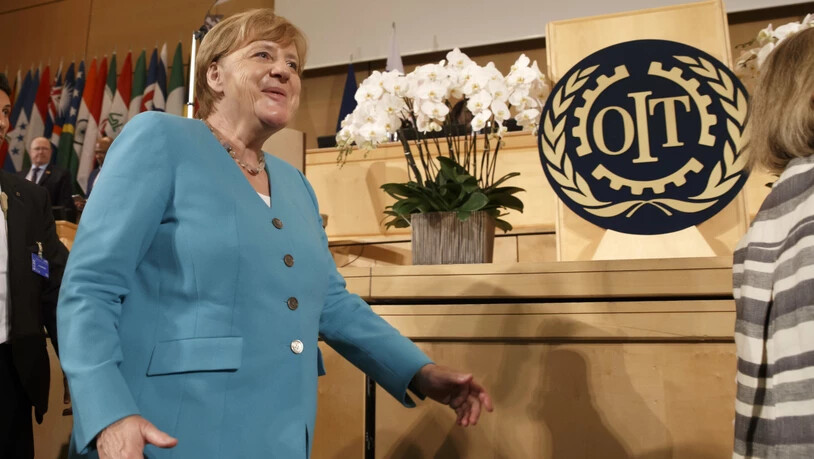 Wirtschaft soll dem Menschen dienen: Die deutsche Kanzlerin Angela Merkel nach ihrer Ansprache an der 100. ILO-Versammlung in Genf.