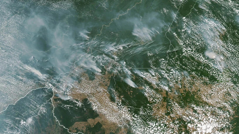 Rauchschwaden verraten die Waldbrände im Amazonasgebiet auf dieser Satellitenaufnahme der Nasa.