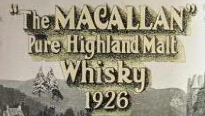 Beim Auktionshaus Sotheby's in London ist eine Flasche Whisky für einen Rekordpreis versteigert worden: Der 60 Jahre alte Macallan 1926 Single Malt aus Schottland kam für 1,5 Millionen Pfund (1,91 Millionen Franken) unter den Hammer.