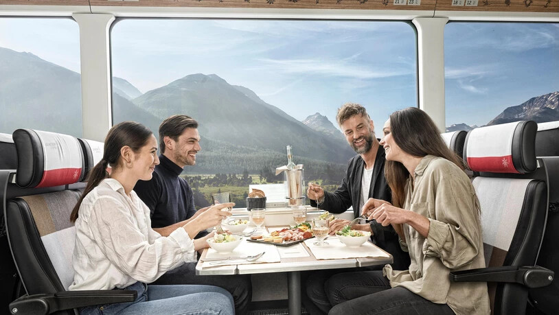 Laut Medienmitteilung zeigt dieses Bild den «Blick aus dem Fenster im neuen 2. Klasse Wagen Glacier Express»
