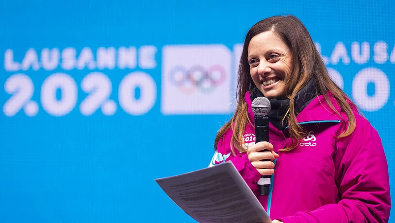 OK-Präsidentin Virginie Faivre, selbst mehrfache Ski-Freestyle-Weltmeisterin, blickt bei der Schlussfeier auf eine gelungenen Anlass zurück