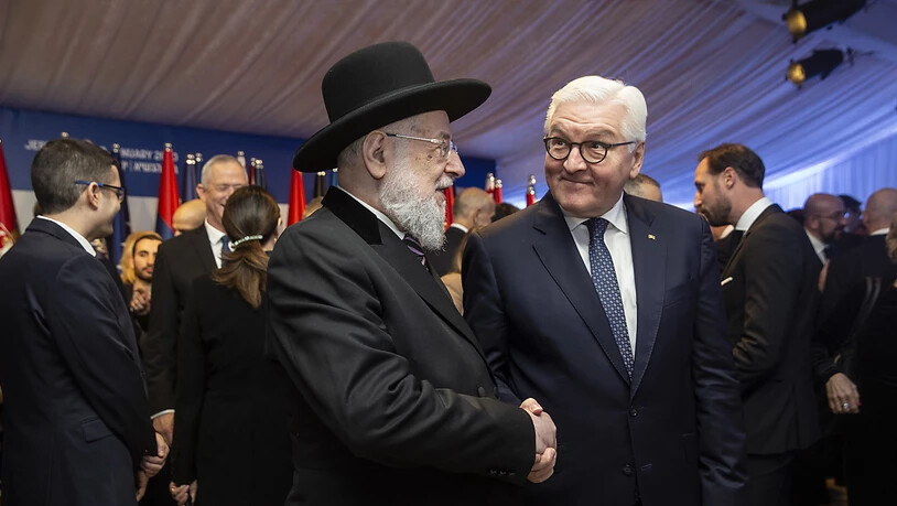Der deutsche Bundespräsident Frank -Walter Steinmeier (r.) und Rabbi Yisrael Meir Lau am Donnerstag in Jerusalem.