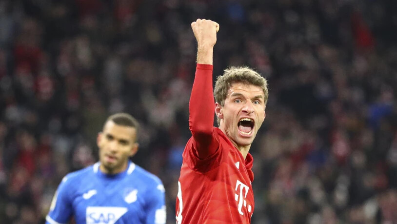 Thomas Müller und die Siegerfaust: Der Deutsche ist an drei der vier Bayern-Tore gegen Hoffenheim beteiligt