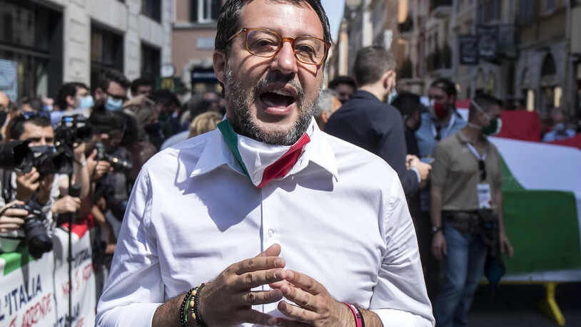 Matteo Salvini, Vorsitzender der Lega,  bei einer Demonstration. Foto: Roberto Monaldo.Lapress/LaPresse via ZUMA Press/dpa