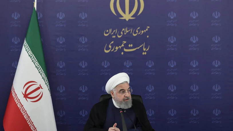 HANDOUT - Hassan Ruhani, Präsident vom Iran, leitet eine Sitzung des Nationalkomitees. Foto: -/Iranian Presidency/dpa - ACHTUNG: Nur zur redaktionellen Verwendung im Zusammenhang mit der aktuellen Berichterstattung und nur mit vollständiger Nennung des…