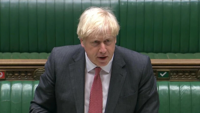 HANDOUT - Boris Johnson, Premierminister von Großbritannien, spricht während der Debatte im Unterhaus. Foto: -/House Of Commons/PA Wire/dpa - ACHTUNG: Nur zur redaktionellen Verwendung und nur mit vollständiger Nennung des vorstehenden Credits
