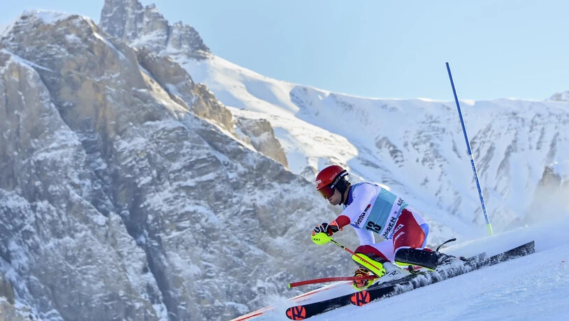 Loïc Meillard während dem Weltcup-Slalom.