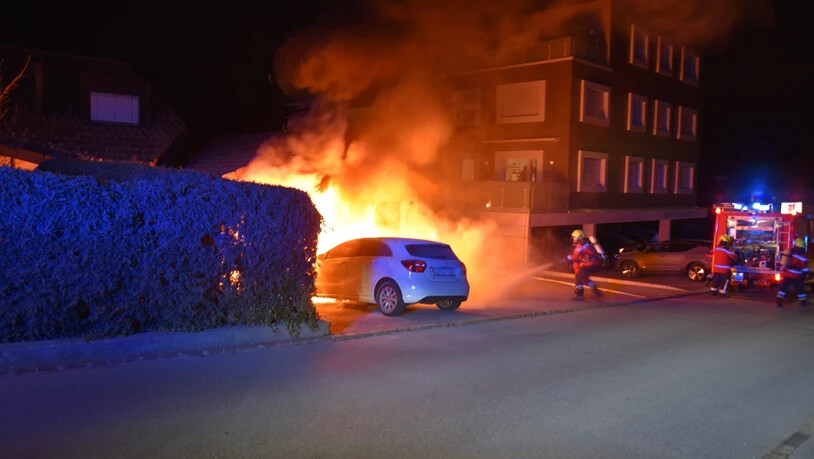 Trimmis: Kurz nach 19 Uhr am Donnerstagabend fing ein Auto Feuer.