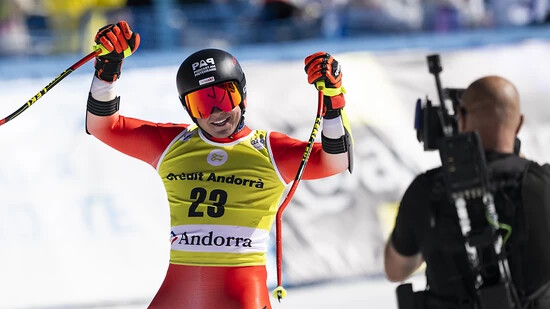 Livio Hiltbrand (hier beim letztjährigen Weltcup-Finale in Andorra) sicherte sich mit seinem Sieg in der Abfahrt in Kvitfjell den Gewinn der Disziplinenwertung im Europacup