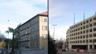 Wo früher die Schulzahnklinik beheimatet war (links), sendet heute Radio Televisiun Rumantscha.