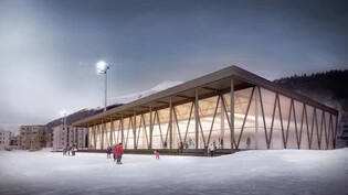 Eine Initiative fordert den Bau einer regionalen Eishalle im Oberengadin. Im Bild: Eine Visualisierung der geplanten HCD-Trainingshalle in Davos.