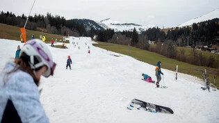 Charakteristisch für den vergangenen Winter: Die Skigebiete (hier der Blick auf die Piste bei der Talstation Flims Dorf Anfang Januar) hatten mit Schneemangel zu kämpfen. 