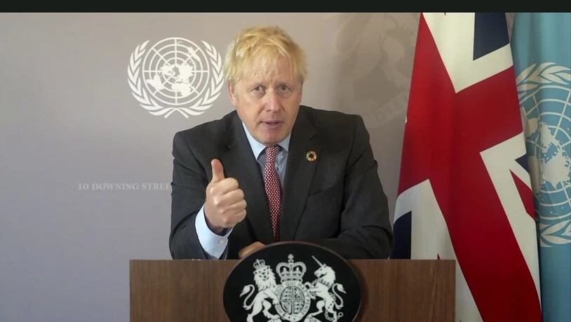 HANDOUT - «Wir wissen, dass wir so nicht weitermachen können.»: Premier Boris Johnson bei seiner aufgezeichneten Rede. Foto: -/UNTV/AP/dpa - ACHTUNG: Nur zur redaktionellen Verwendung und nur mit vollständiger Nennung des vorstehenden Credits