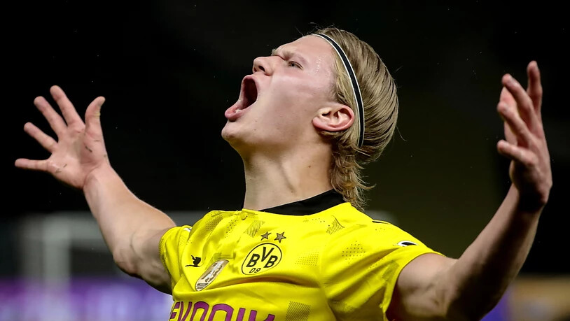 Einer der Dortmunder Matchwinner: Erling Haaland schreit seine Freude heraus