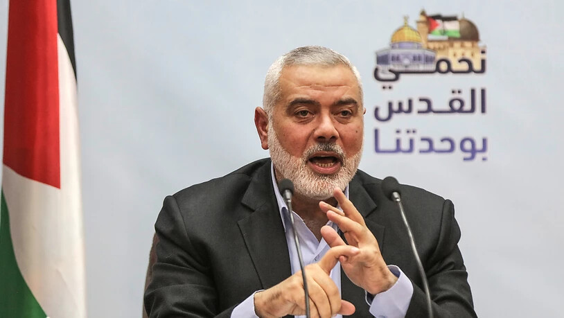 ARCHIV - Ismail Hanija, Chef der radikalislamischen Hamas,  in Gaza (Palästinensische Autonomiegebiete) während eine Pressekonferenz über die politischen Entwicklungen in der Region. Foto: Wissam Nassar/dpa