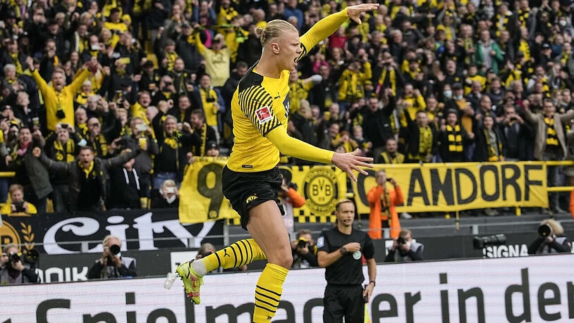 Kaum von seiner Verletzung genesen, trifft Dortmunds Stürmer Erling Haaland wieder doppelt