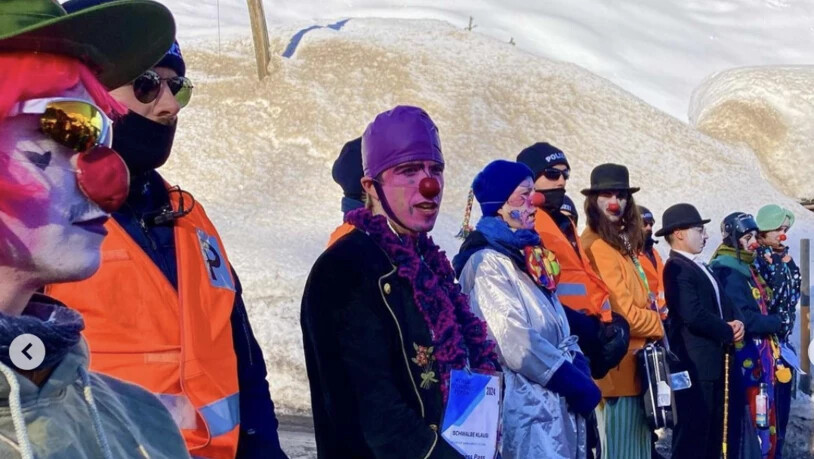 Demonstrierende in Davos Laret.