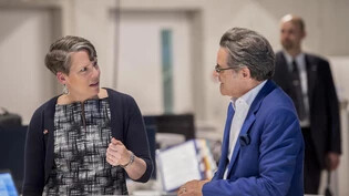 René Mehrmann im Interview mit US-Botschafterin Suzan LeVine. Archivbild Yanik Bürkli