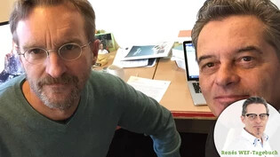 Béla Zier und René Mehrmann (rechts) berichteten (auch) über das WEF 2017.