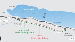 Ein zweiter kleiner Kerenzerbergtunnel: Bis 2026 baut der Bund entlang des Walensees einen Fluchtstollen.  